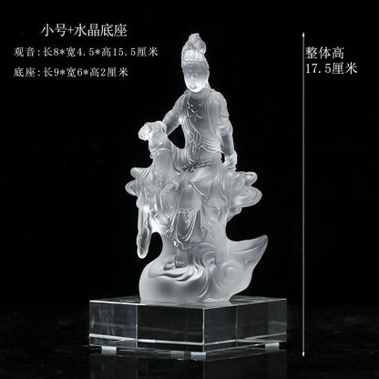 Coloured glaze Avalokitesvara Buddha Statue Bodhisattva Guanzizai Buddhist Temple worship ornament crafts