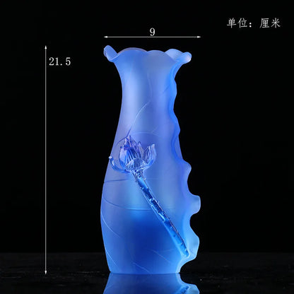 Coloured glaze Blue Lotus Buddha Set vase offer water purification cup incense burner Buddhist temple worship lotus ornament
