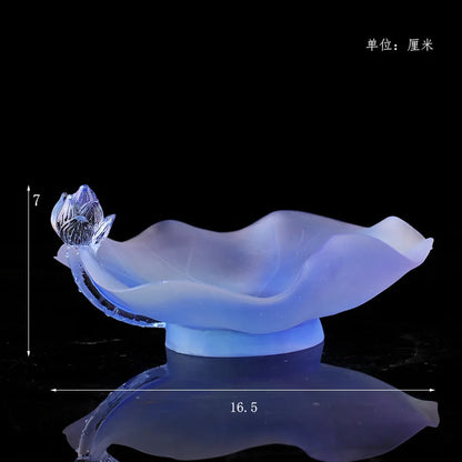 Coloured glaze Blue Lotus Buddha Set vase offer water purification cup incense burner Buddhist temple worship lotus ornament