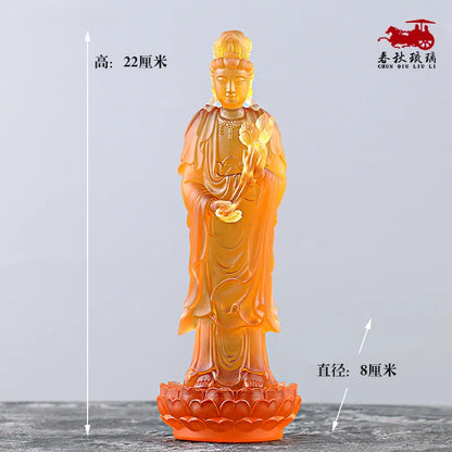 Coloured glaze Buddha Statue The Three Saints of the West Guanyin Amitabha Great Potential Bodhisattva worship ornament