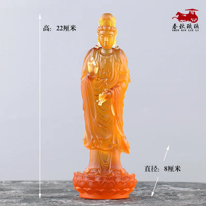 Coloured glaze Buddha Statue The Three Saints of the West Guanyin Amitabha Great Potential Bodhisattva worship ornament