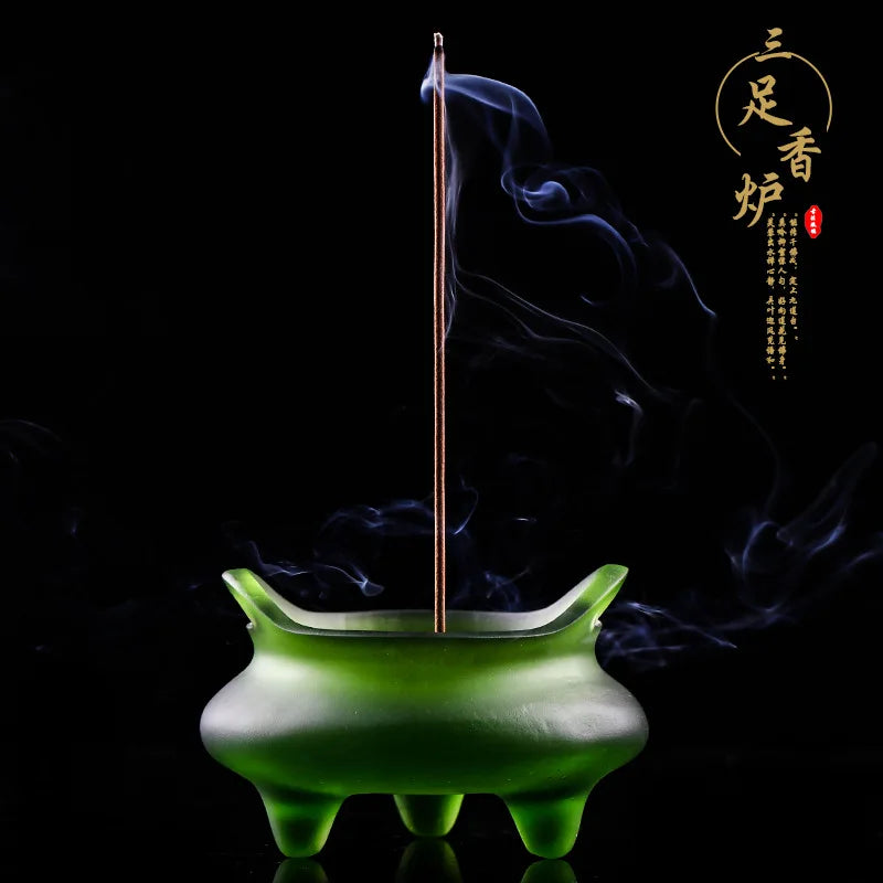 Coloured glaze Buddha hall ornament three-legged censer Xuande stove of Ming Dynasty incense stick incense burner