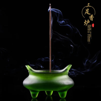 Coloured glaze Buddha hall ornament three-legged censer Xuande stove of Ming Dynasty incense stick incense burner