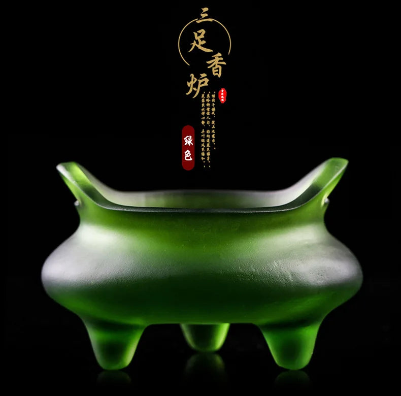 Coloured glaze Buddha hall ornament three-legged censer Xuande stove of Ming Dynasty incense stick incense burner