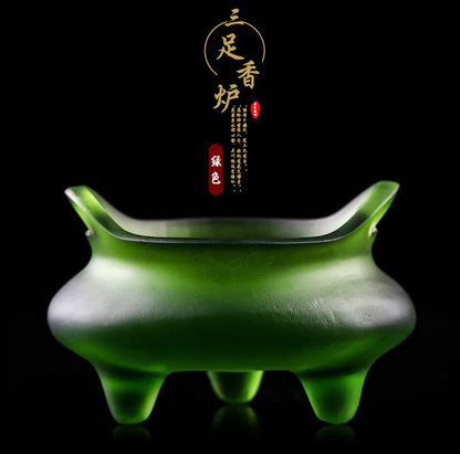 Coloured glaze Buddha hall ornament three-legged censer Xuande stove of Ming Dynasty incense stick incense burner