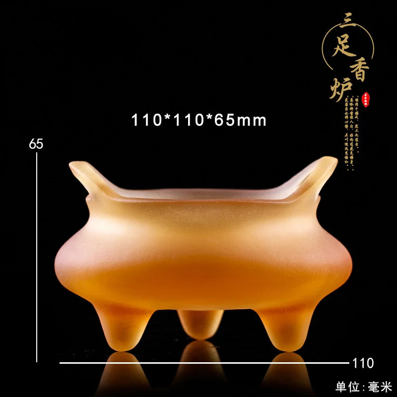 Coloured glaze Buddha hall ornament three-legged censer Xuande stove of Ming Dynasty incense stick incense burner