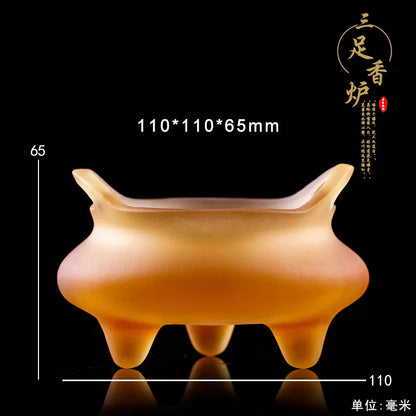 Coloured glaze Buddha hall ornament three-legged censer Xuande stove of Ming Dynasty incense stick incense burner