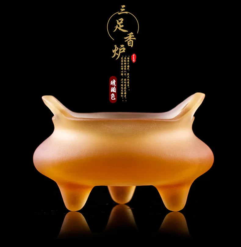 Coloured glaze Buddha hall ornament three-legged censer Xuande stove of Ming Dynasty incense stick incense burner