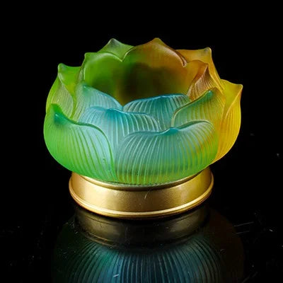 Coloured glaze Buddha lotus candle holder home decoration Buddhist supplies Buddha's Tribute Lamp Ghee for lamp