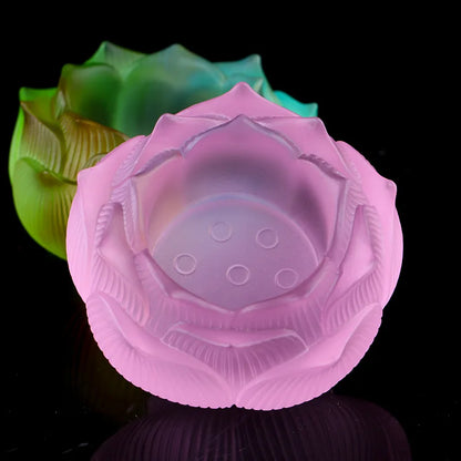 Coloured glaze Buddha lotus candle holder home decoration Buddhist supplies Buddha's Tribute Lamp Ghee for lamp