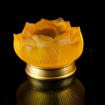 Coloured glaze Buddha lotus candle holder home decoration Buddhist supplies Buddha's Tribute Lamp Ghee for lamp