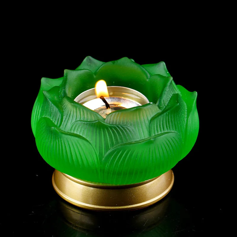 Coloured glaze Buddha lotus candle holder home decoration Buddhist supplies Buddha's Tribute Lamp Ghee for lamp