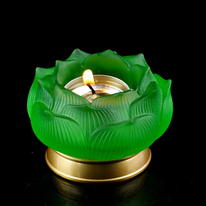 Coloured glaze Buddha lotus candle holder home decoration Buddhist supplies Buddha's Tribute Lamp Ghee for lamp