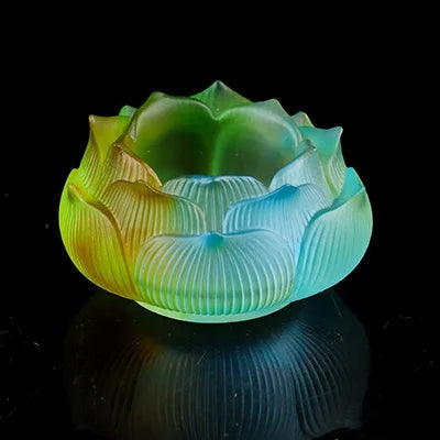 Coloured glaze Buddha lotus candle holder home decoration Buddhist supplies Buddha's Tribute Lamp Ghee for lamp