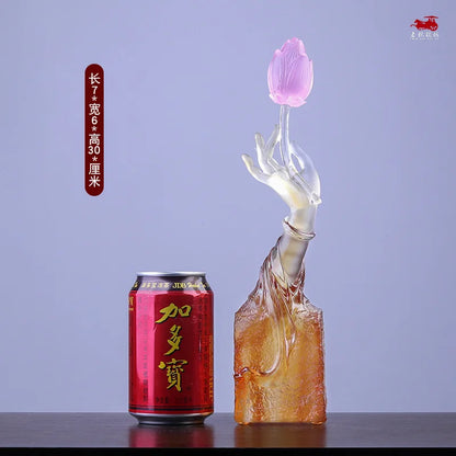 Coloured glaze Buddha's Hand  Lotus Ornament Chinese Buddhist Hall Home Zen Tea Ceremony Decorate Crafts