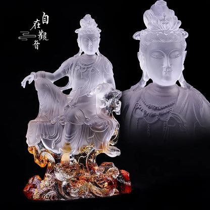 Coloured glaze China South Sea Avalokitesvara Bodhisattva Avalokitesvara statue home worship ornament