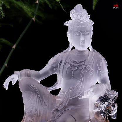 Coloured glaze China South Sea Avalokitesvara Bodhisattva Avalokitesvara statue home worship ornament