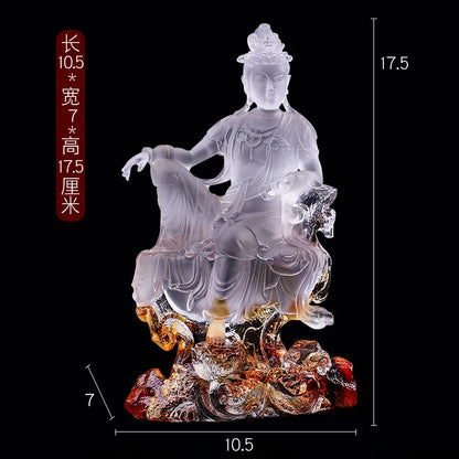 Coloured glaze China South Sea Avalokitesvara Bodhisattva Avalokitesvara statue home worship ornament