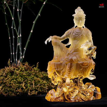 Coloured glaze China South Sea Avalokitesvara Bodhisattva Avalokitesvara statue home worship ornament