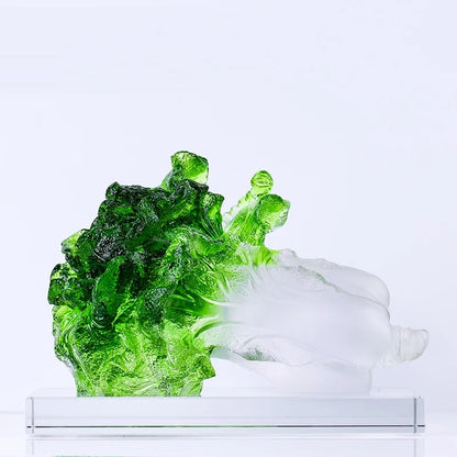 Coloured glaze Chinese Cabbage Ornament Money is rolling in crystal clear handicrafts