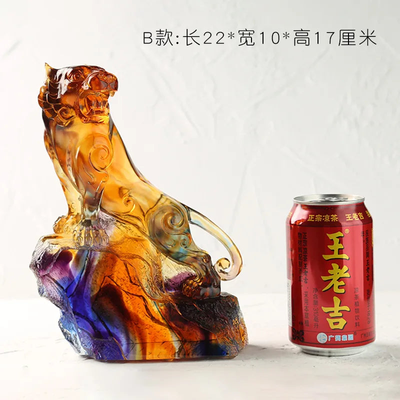 Coloured glaze Chinese Zodiac Tiger ornaments mascot Lucky furnishings Home office desktop decoration craft gifts