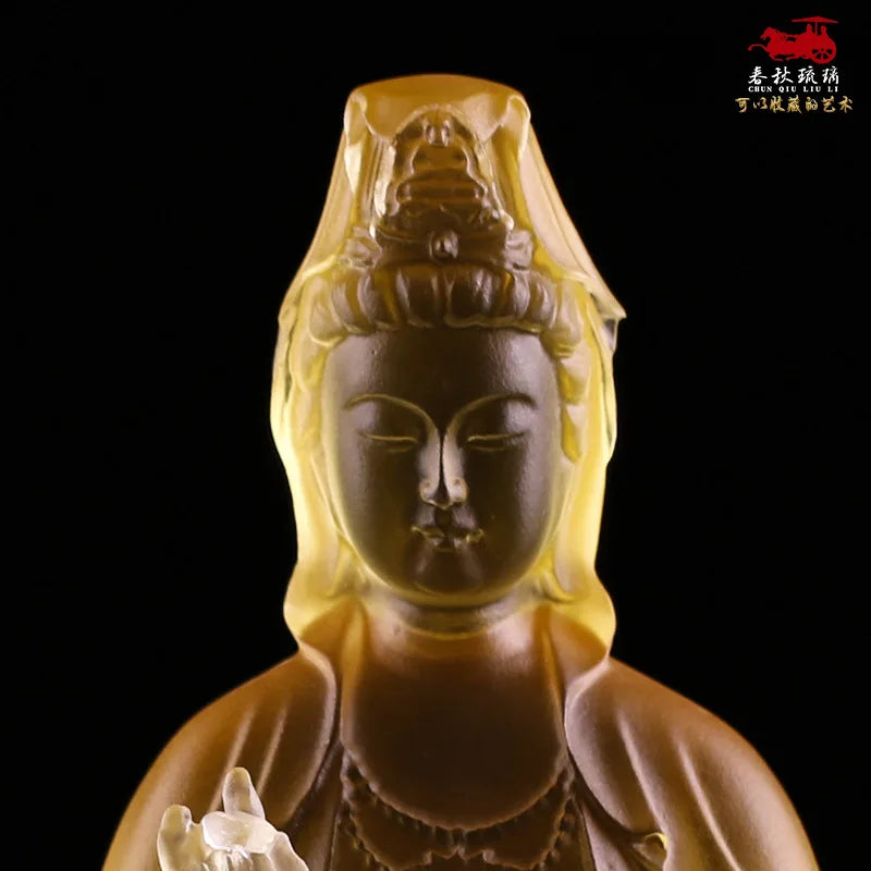 Coloured glaze Cloud Lotus Throne Guanyin Bodhisattva 14/20 cm Avalokitesvara Bodhisattva temple Buddhist home worship