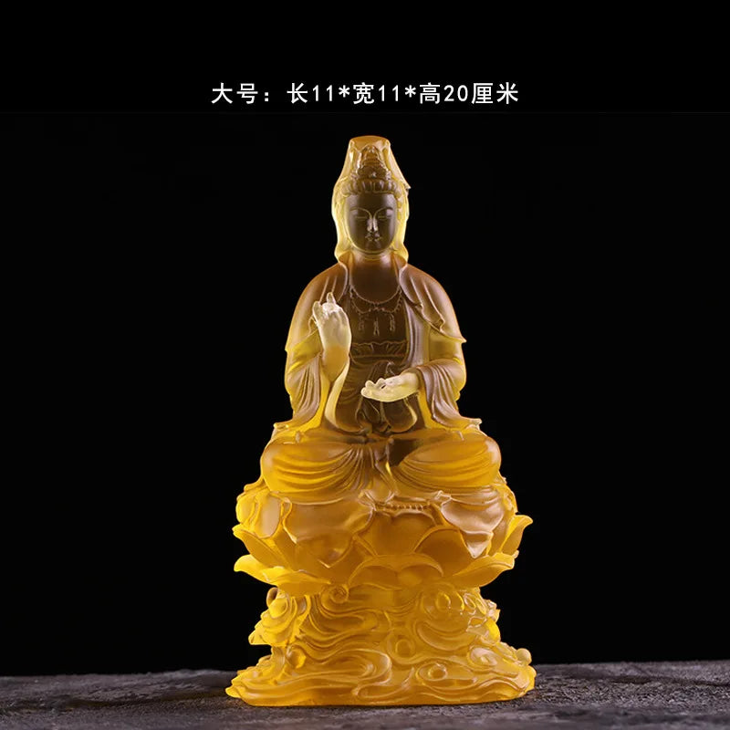 Coloured glaze Cloud Lotus Throne Guanyin Bodhisattva 14/20 cm Avalokitesvara Bodhisattva temple Buddhist home worship