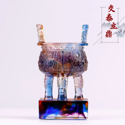 Coloured glaze Ding ancient cooking vessel The heavy weapon of the country is the symbol of the regime