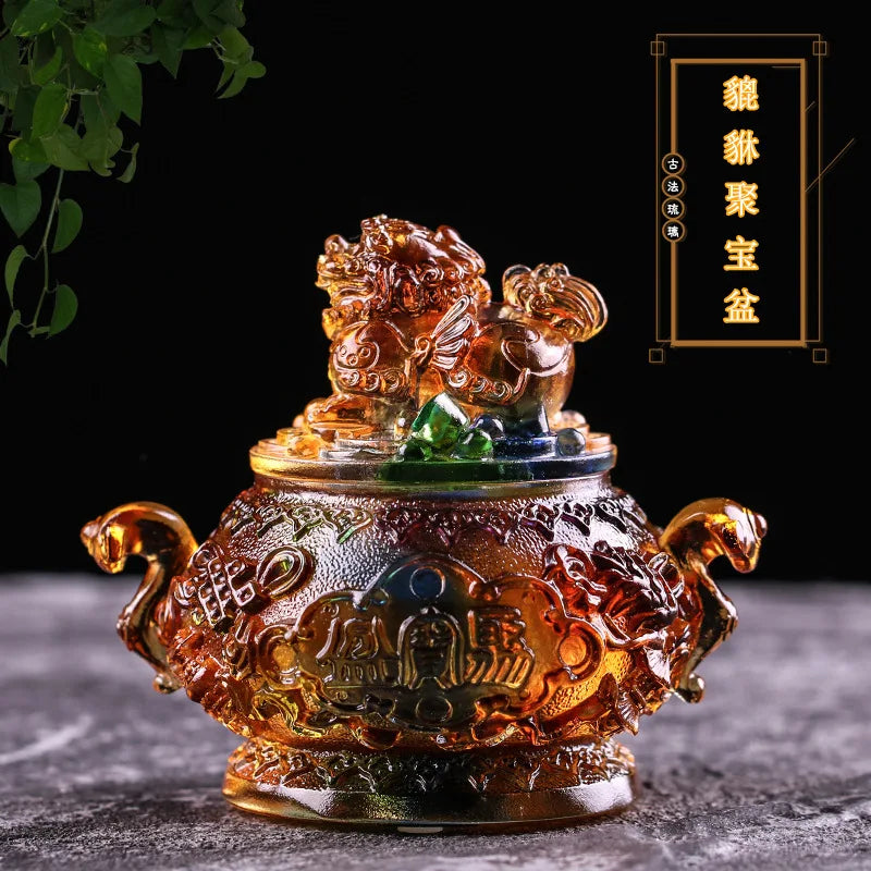 Coloured glaze Eight auspicious brave troops treasure bowl gift home decoration