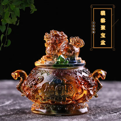 Coloured glaze Eight auspicious brave troops treasure bowl gift home decoration