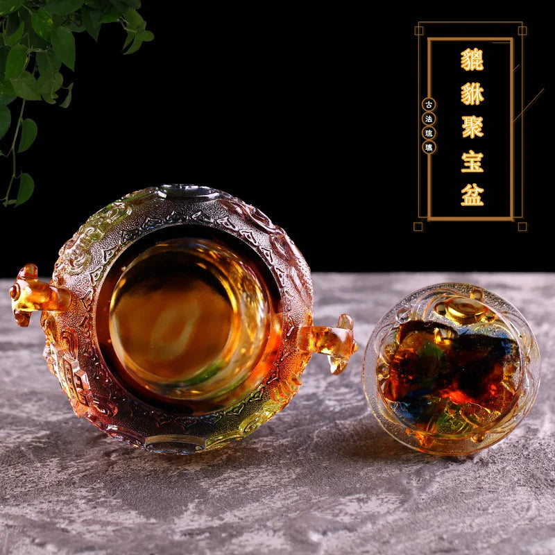 Coloured glaze Eight auspicious brave troops treasure bowl gift home decoration