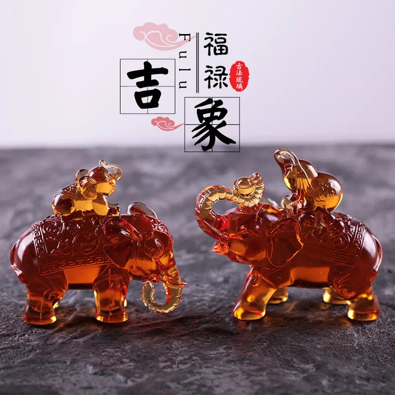 Coloured glaze Elephant blessing elephant ornament Home Decorations Chinese crafts