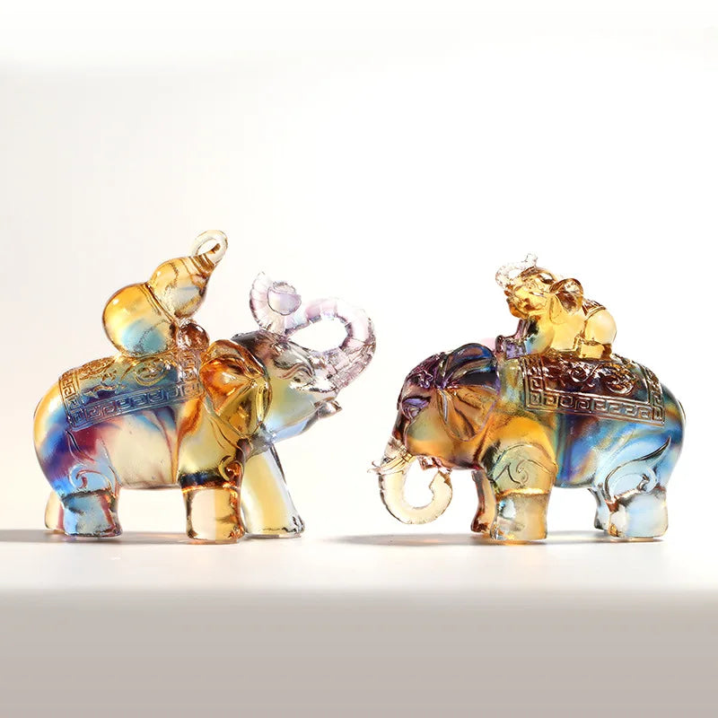Coloured glaze Elephant blessing elephant ornament Home Decorations Chinese crafts