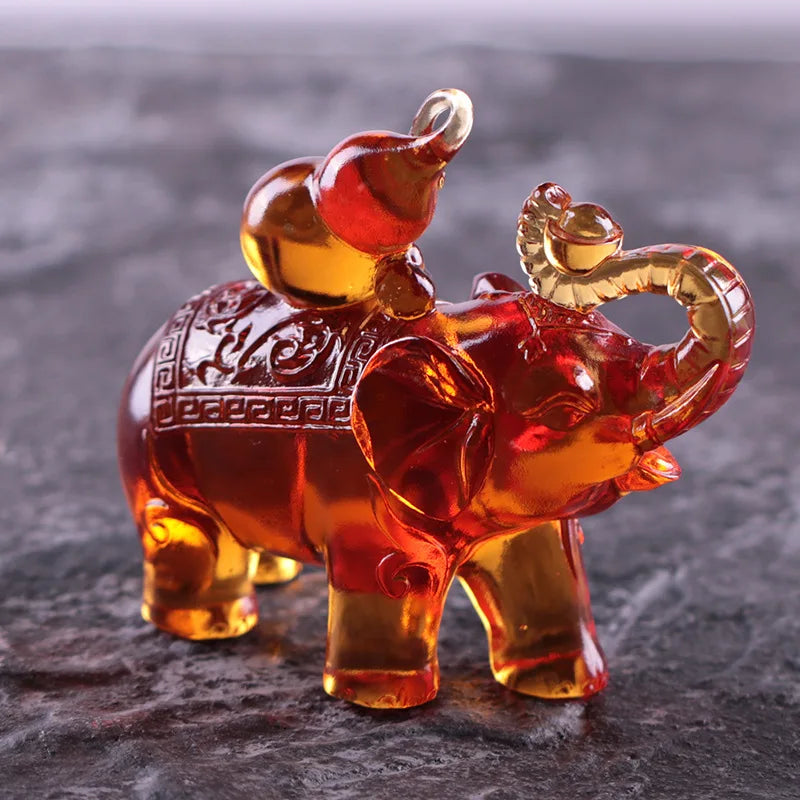 Coloured glaze Elephant blessing elephant ornament Home Decorations Chinese crafts
