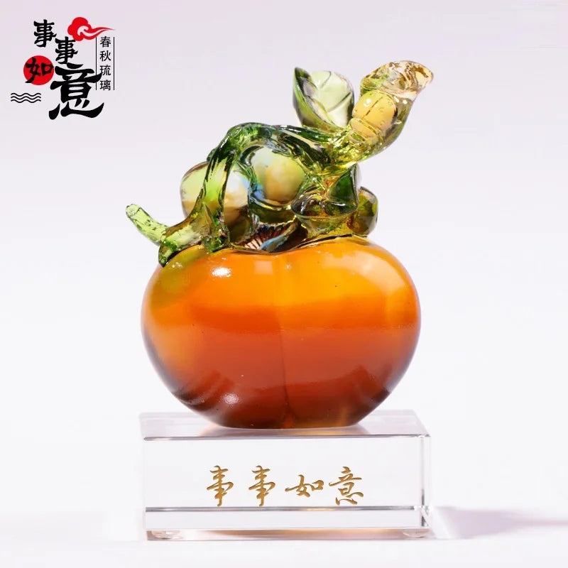 Coloured glaze Everything Goes Well Crafts Persimmon Crystal Ornament Home Coloured glaze  Decorations