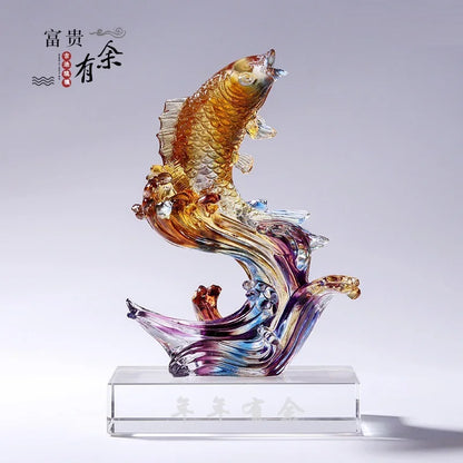 Coloured glaze Fish Crafts rich and rich ornament Creative Gifts decoration