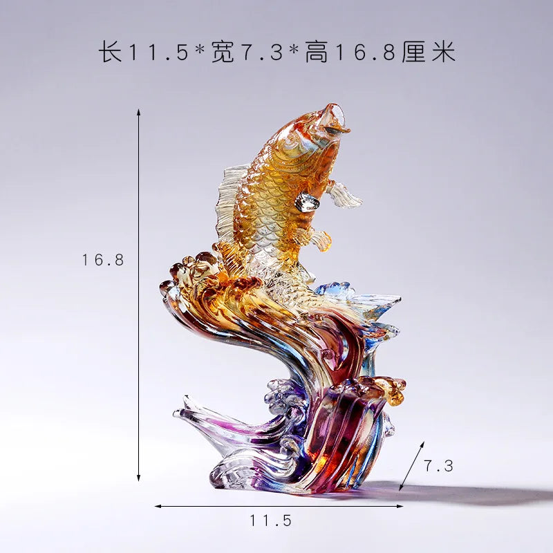 Coloured glaze Fish Crafts rich and rich ornament Creative Gifts decoration