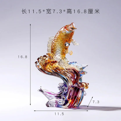 Coloured glaze Fish Crafts rich and rich ornament Creative Gifts decoration