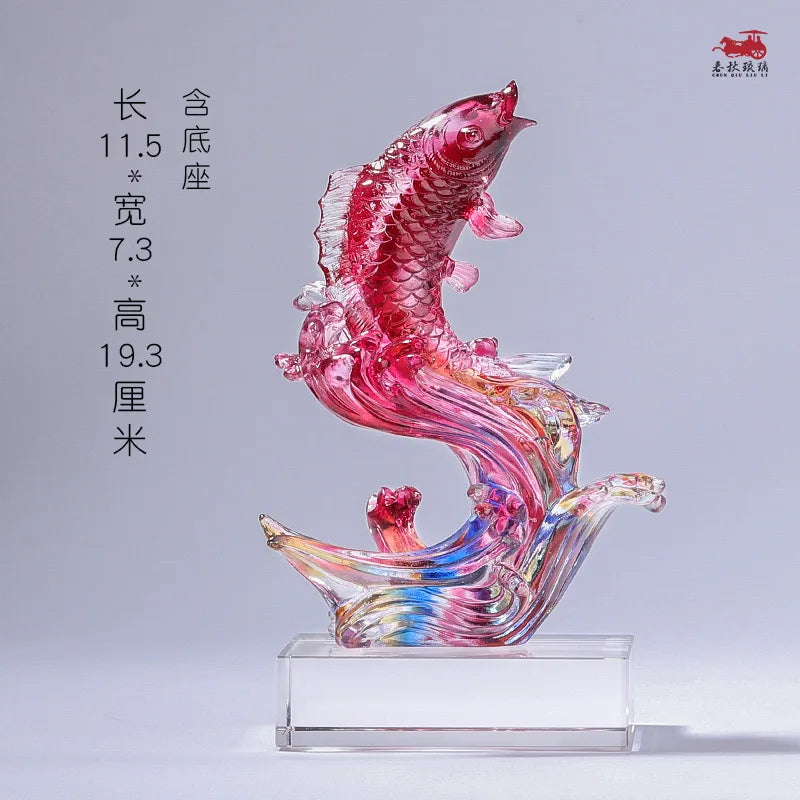 Coloured glaze Fish Crafts rich and rich ornament Creative Gifts decoration