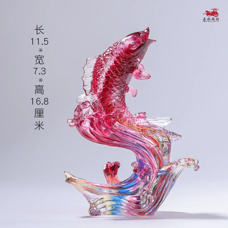 Coloured glaze Fish Crafts rich and rich ornament Creative Gifts decoration