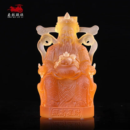 Coloured glaze God of Wealth Buddha statue Fortune star Household Buddhist Hall Temple Enshrined ornament gift crafts