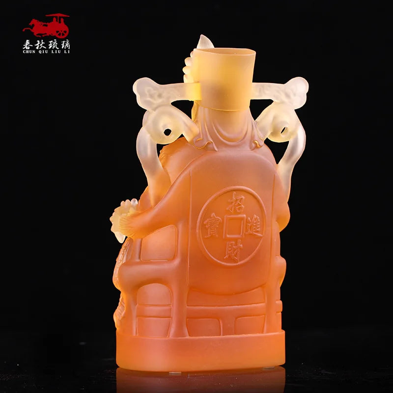 Coloured glaze God of Wealth Buddha statue Fortune star Household Buddhist Hall Temple Enshrined ornament gift crafts