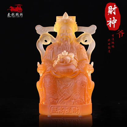 Coloured glaze God of Wealth Buddha statue Fortune star Household Buddhist Hall Temple Enshrined ornament gift crafts