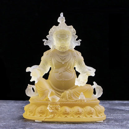 Coloured glaze Home Furnishes the Buddha Statue of Huang Caishen Tibetan Buddhist almsgiving merit crafts