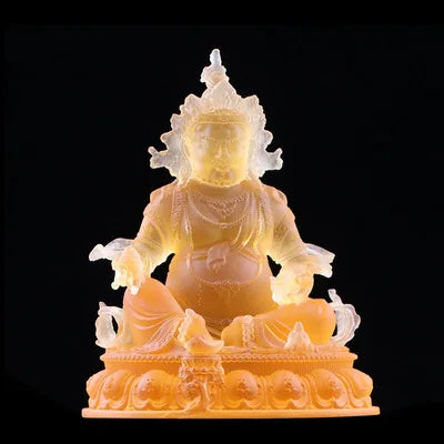 Coloured glaze Home Furnishes the Buddha Statue of Huang Caishen Tibetan Buddhist almsgiving merit crafts