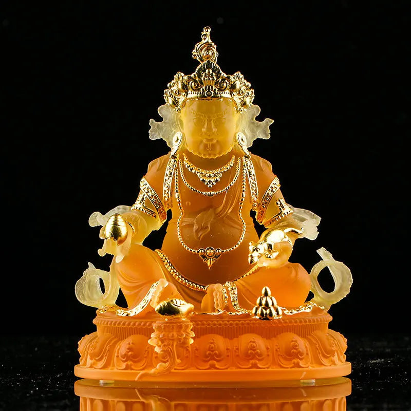 Coloured glaze Home Furnishes the Buddha Statue of Huang Caishen Tibetan Buddhist almsgiving merit crafts
