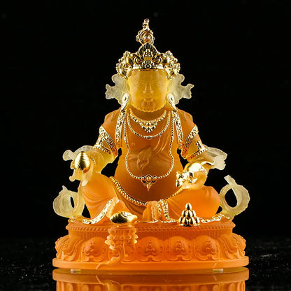 Coloured glaze Home Furnishes the Buddha Statue of Huang Caishen Tibetan Buddhist almsgiving merit crafts