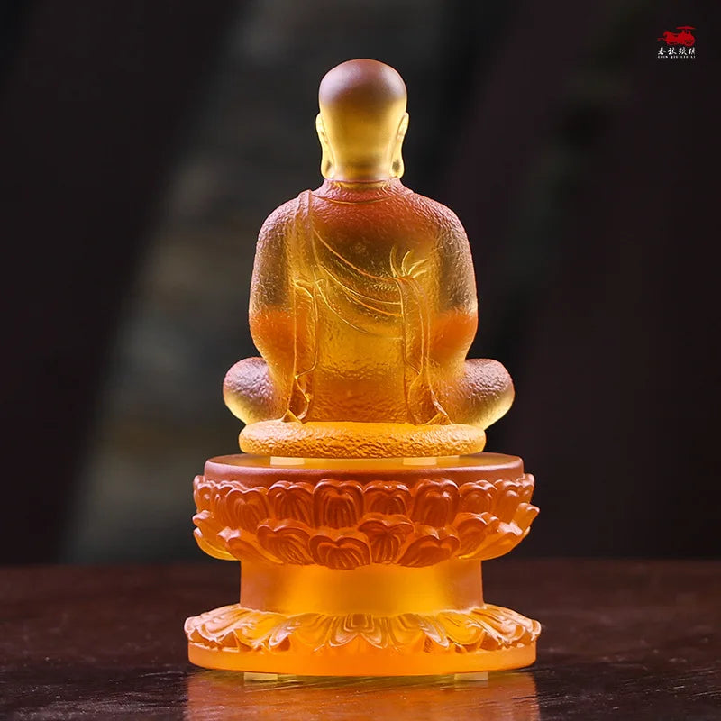 Coloured glaze Ksitigarbha Bodhisattva Buddha statue ornament worship at home Buddhist temple decoration crafts