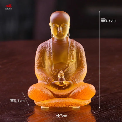 Coloured glaze Ksitigarbha Bodhisattva Buddha statue ornament worship at home Buddhist temple decoration crafts