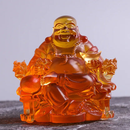 Coloured glaze Maitreya Buddha Laughing Buddha cloth bag monk home worship Buddhist temple supplies ornaments